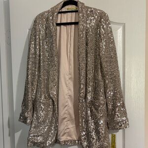 Gianni Bini Silver Sequin Blazer